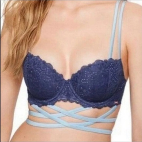 Women’s PINK Victoria’s Secret sexy strappy lace up push up bra size 36C - Picture 2 of 11